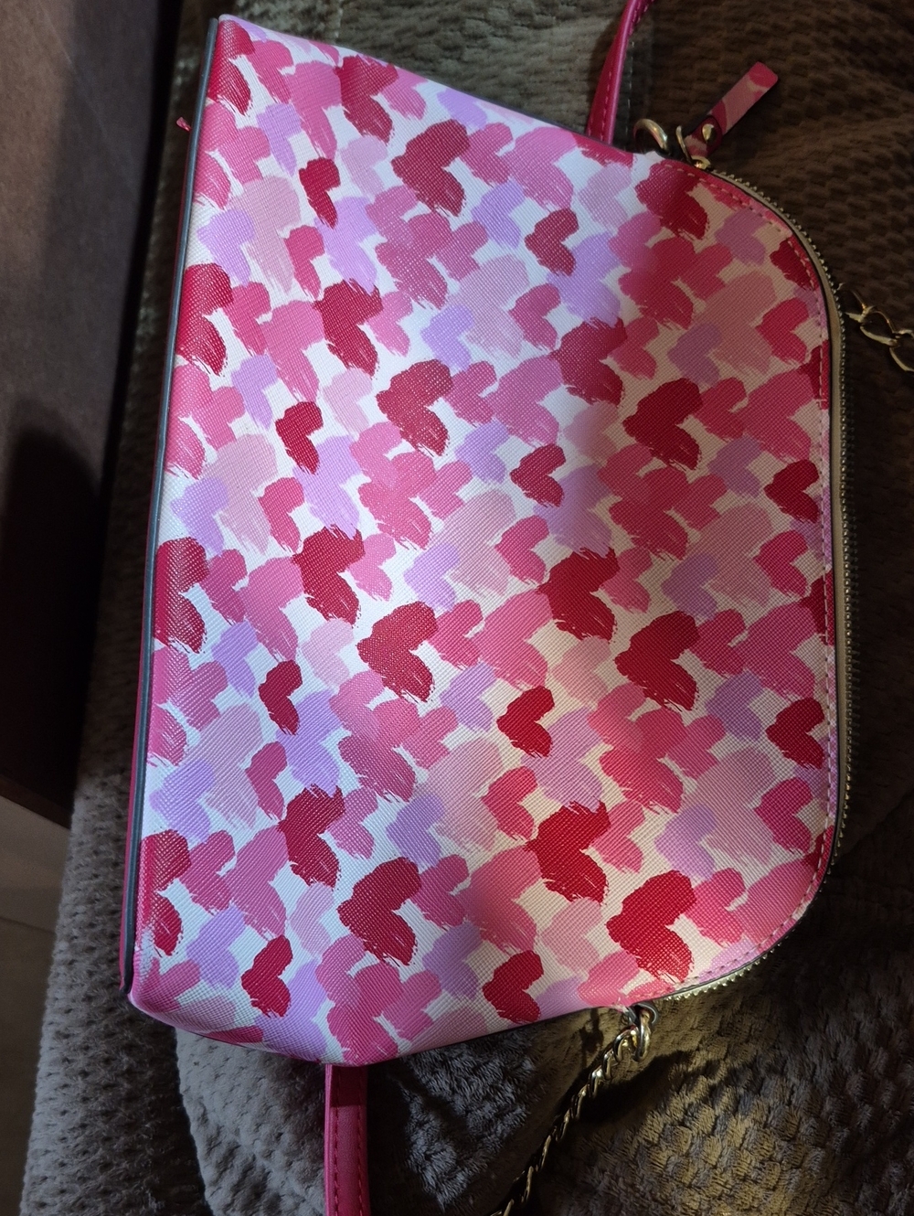 Nanette Lepore Pink Heart Patterned Crossbody Bag